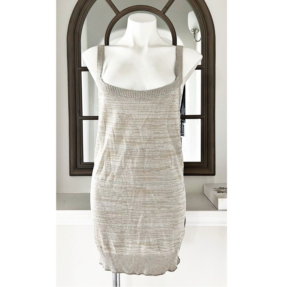 Dolce & Gabbana (Made in Italy) Knit Top, Metallic Tan Silver, NWT, Size 48 - Picture 2 of 9